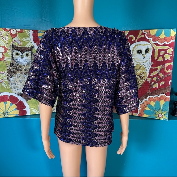 Vintage Ann Green Blouse Sequin - Picture 9 of 10